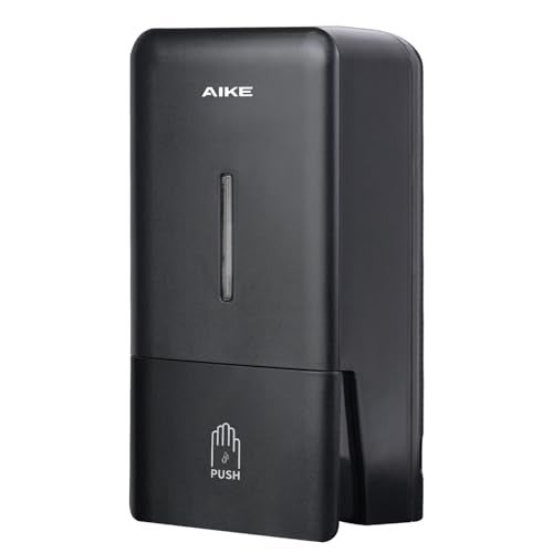 AIKE Wall Mount Liquid Soap Dispenser for Commercial Bathroom 27oz Large Capacity Manual Push Pump Black - Image 1