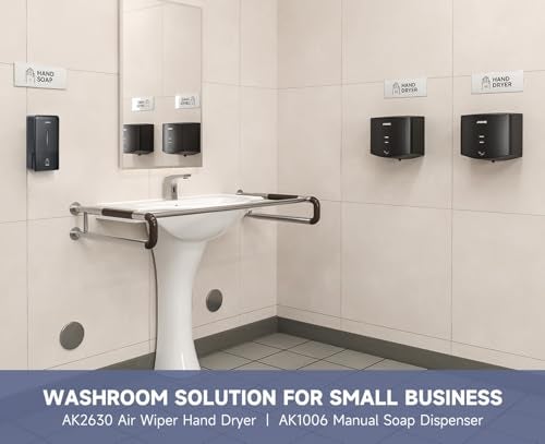 AIKE Wall Mount Liquid Soap Dispenser for Commercial Bathroom 27oz Large Capacity Manual Push Pump Black - Image 4