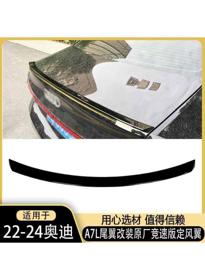 Suitable For 22-24 Audi A7l Rear Wing Modification Original Racing Version Fixed Wing Upgrade Black  Kit Accessories