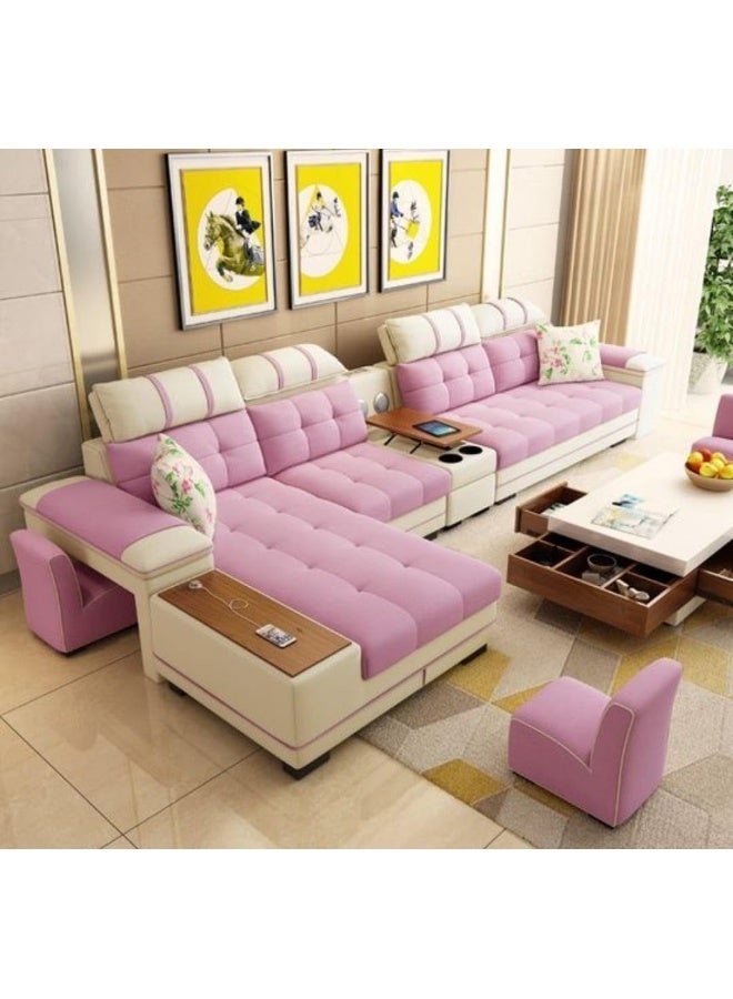L-Shaped Sectional Sofa with Console - 358 x 170 x 67 cm - Image 1