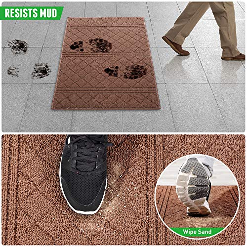 REFETONE Indoor Doormat, Front Back Door Mat 24"x36" Rubber Backing Non Slip Mats, Absorbent Resist Dirt Entrance Rugs for Entryway, Washable Low-Profile Inside Floor Mat for Muddy Shoes, Chocolate - Image 2