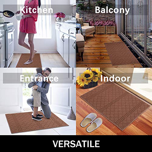 REFETONE Indoor Doormat, Front Back Door Mat 24"x36" Rubber Backing Non Slip Mats, Absorbent Resist Dirt Entrance Rugs for Entryway, Washable Low-Profile Inside Floor Mat for Muddy Shoes, Chocolate - Image 4