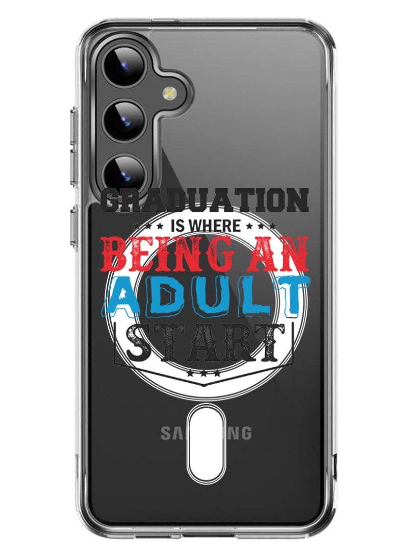 Theodor Magnetic Case for Samsung Galaxy S24 6.2-inch Compatible with MagSafe Wireless Charging, Shockproof Phone Bumper Cover Graduation black copy - Image 1