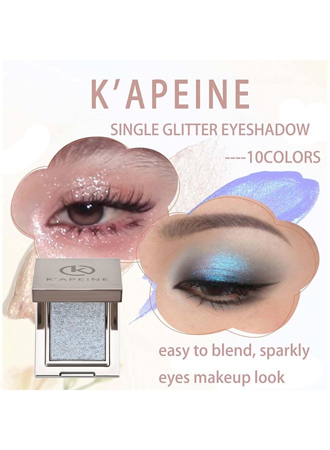KAPEINE Single Glitter Eyeshadow, Silver Blue Highlighter Eyeshaow Super Shinny Metallic Eye Shade Waterproof Makeup Palette Sparkling Eyes Glitter for Everyday Stage Performance 05 - Image 3