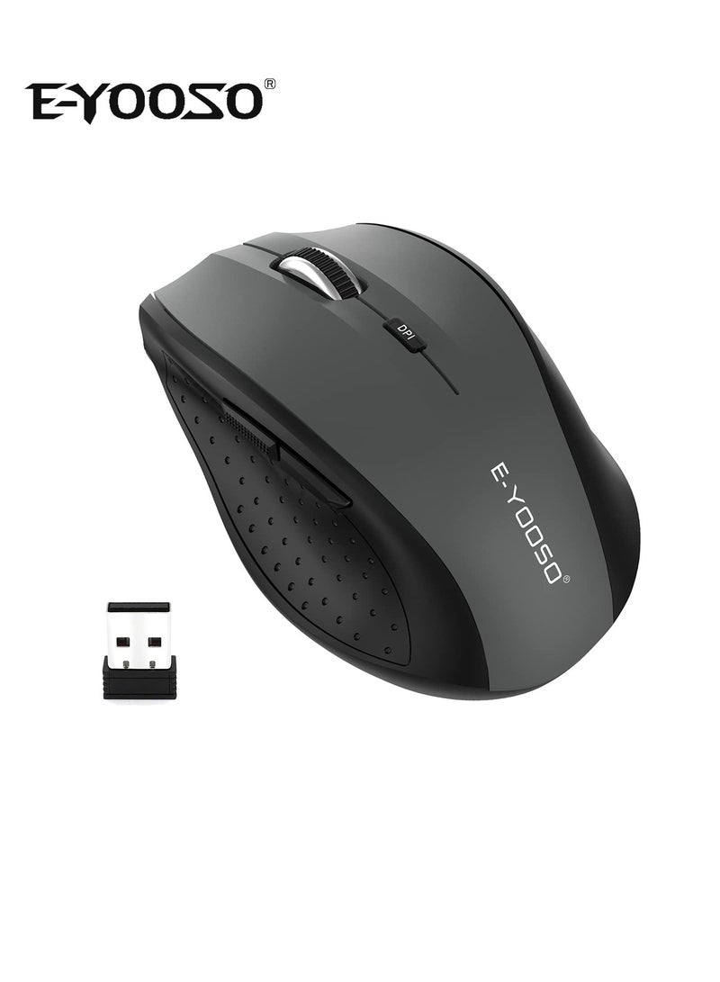 E-YOOSO E-1010 2.4G Wireless Mouse - 18-Month Battery Life, 4800 DPI, 6 Button Ergonomic Design - Ideal for Work, Gaming, and Productivity (Grey) - Image 1