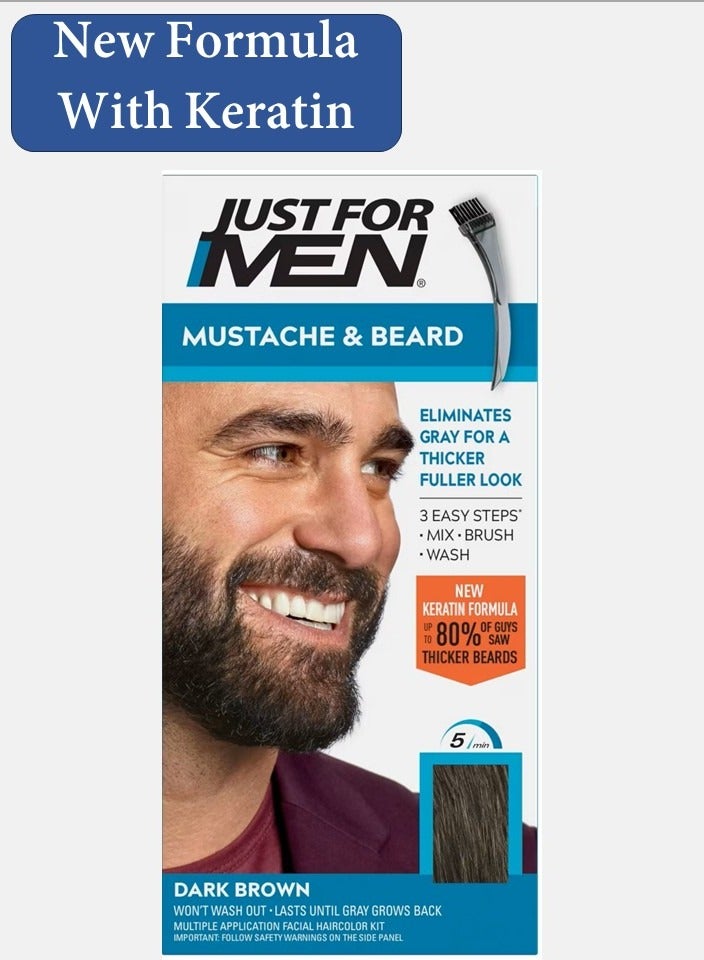 Just For Men Mustach and Beard Colour With Keratin -  Dark Brown - Image 1