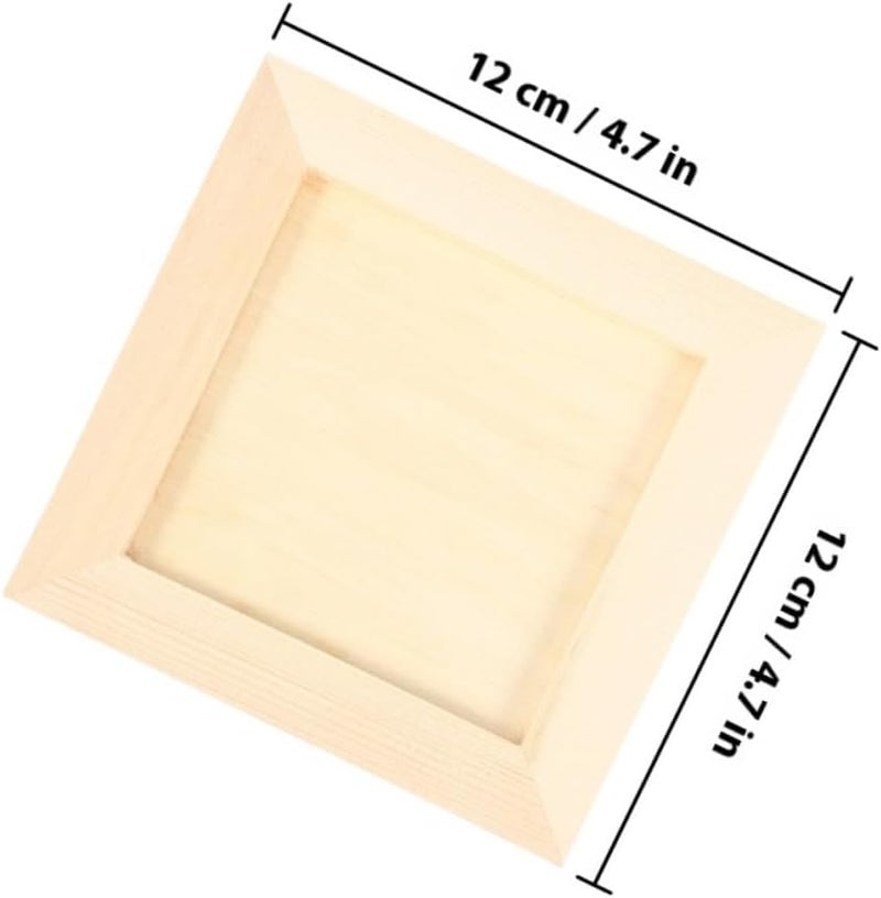 Hemobllo Clay Painting Frames 12x12cm Wooden Art Picture Frames DIY Craft for 5pcs for Clay and Painting Projects - Image 2