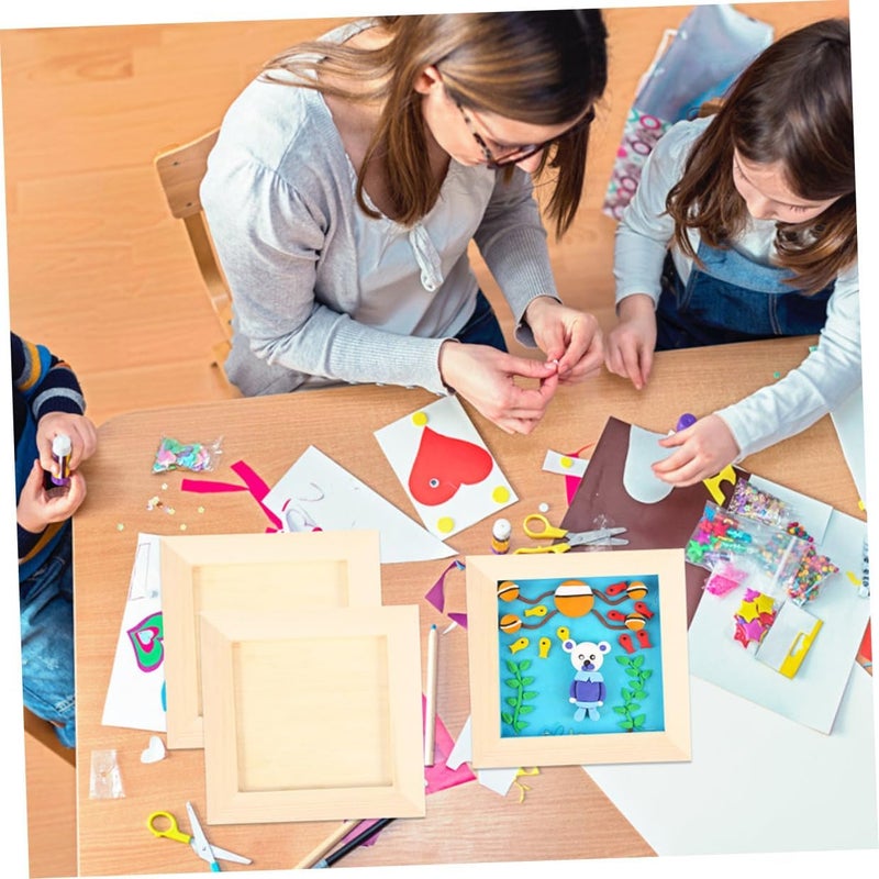 Hemobllo Clay Painting Frames 12x12cm Wooden Art Picture Frames DIY Craft for 5pcs for Clay and Painting Projects - Image 4