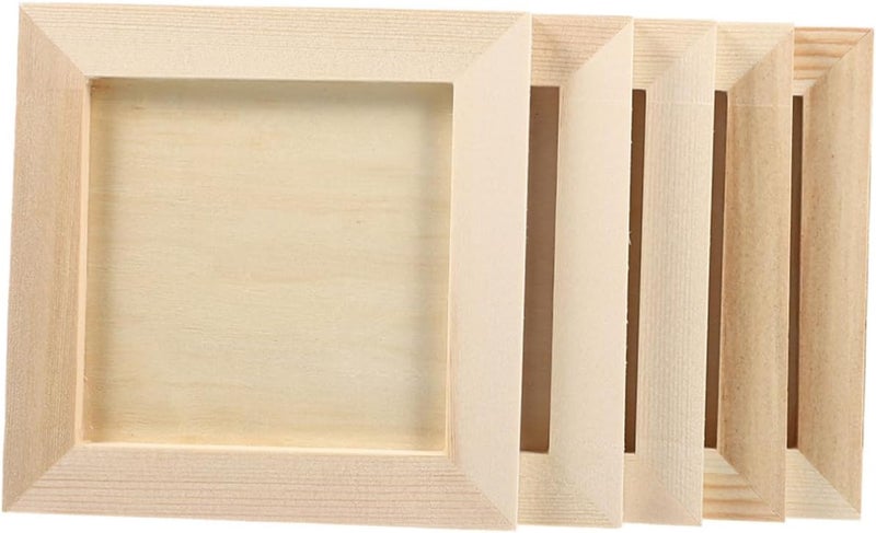 Hemobllo Clay Painting Frames 12x12cm Wooden Art Picture Frames DIY Craft for 5pcs for Clay and Painting Projects - Image 1