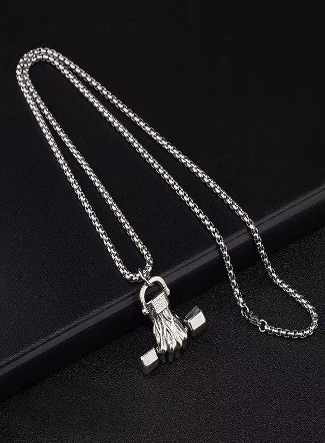 Vientiq Alloy Hip Hop Retro Fitness Gym Dumbbell Pendant Necklace For Men - Image 3