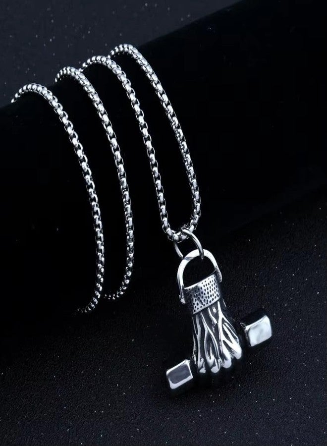 Vientiq Alloy Hip Hop Retro Fitness Gym Dumbbell Pendant Necklace For Men - Image 4
