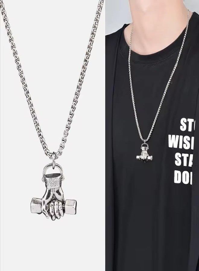 Vientiq Alloy Hip Hop Retro Fitness Gym Dumbbell Pendant Necklace For Men - Image 2