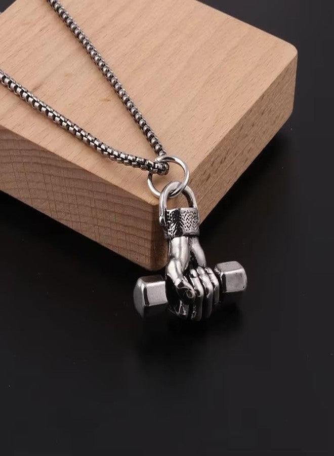 Vientiq Alloy Hip Hop Retro Fitness Gym Dumbbell Pendant Necklace For Men - Image 5