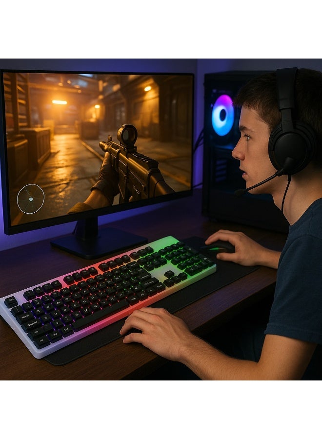 جاما كومبو كيبورد وماوس ألعاب - K-511 بإضاءة LED ملونة - تصميم مقاوم للماء -  أزرار ناعمة وعمر طويل – لون اسود - Image 4