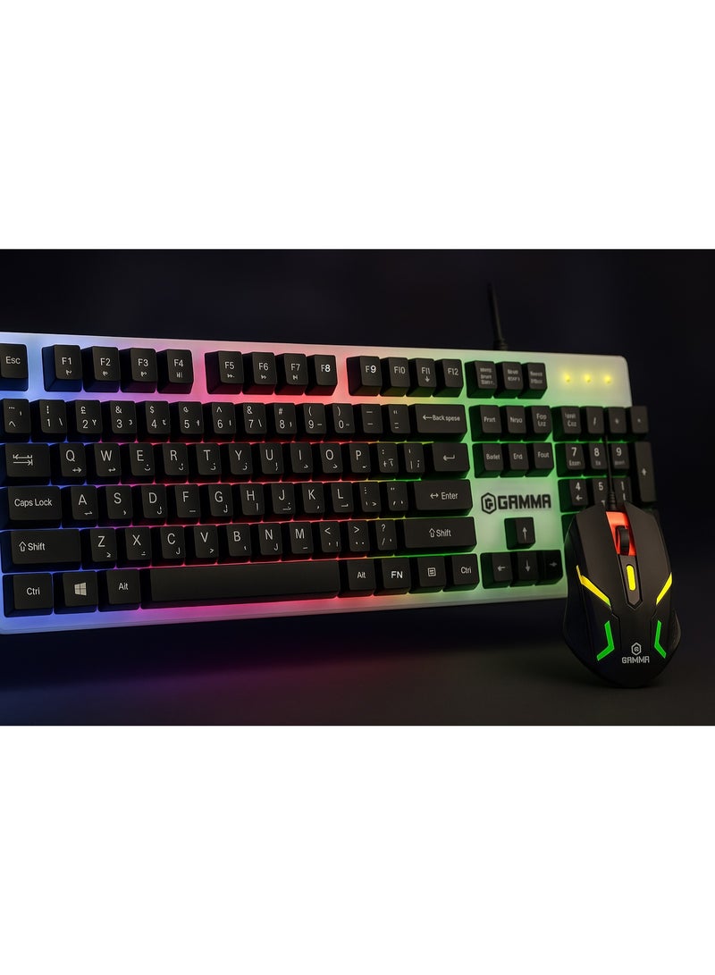 جاما كومبو كيبورد وماوس ألعاب - K-511 بإضاءة LED ملونة - تصميم مقاوم للماء -  أزرار ناعمة وعمر طويل – لون اسود - Image 2