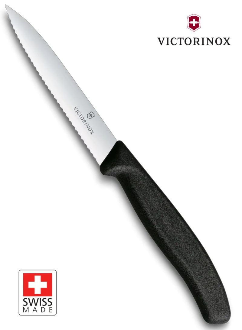 Victorinox Swiss Classic Paring Knife 10 cm, Wavy Edge, Black