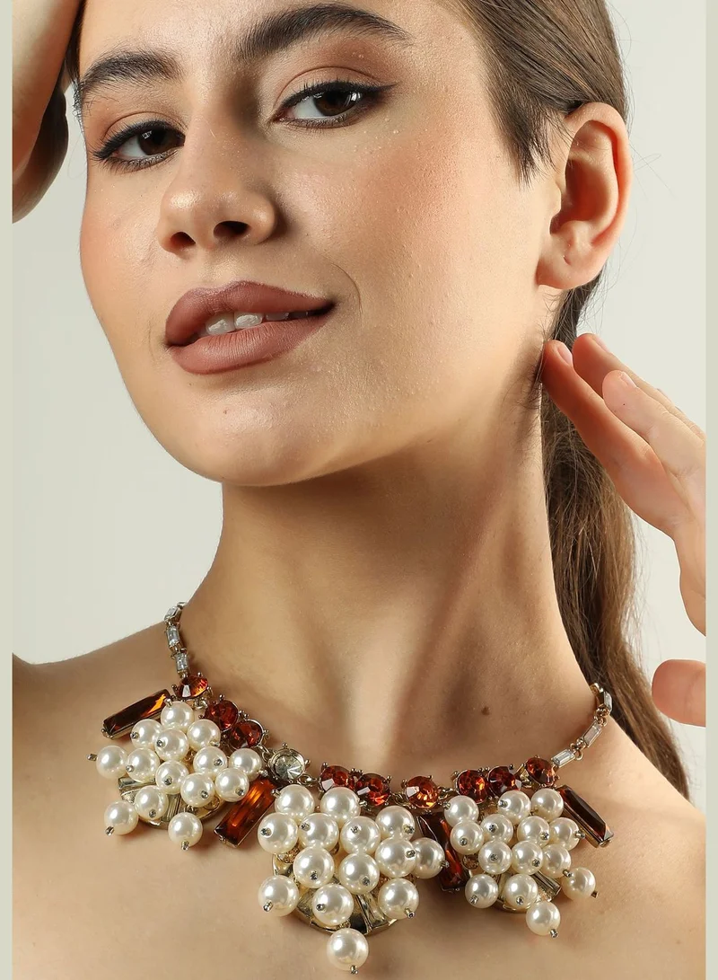 SOHI Gold Plated Pearls Necklace