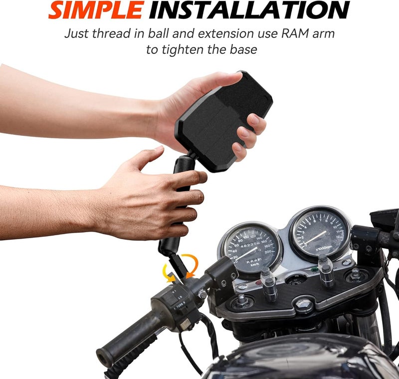 0TO6 Upgraded Universal Motorcycle Mirror,Adventure Ball-Head ATV Rear View Mirror With 8/10MM Screw and 7/8" Handlebar Aluminum Mount Compatible with ATV Dirt Bike and More - Image 3