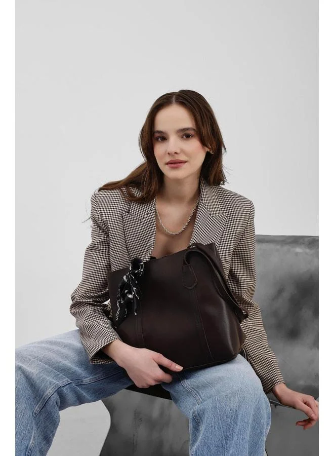 Grape Print Shoulder Bag in Dark Coffee.