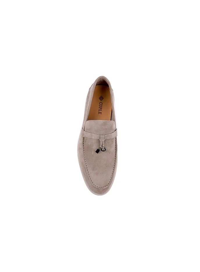 Cuple Light Beige Women's Suede Leather Flat Shoes Cuple for Women | Best Price UAE