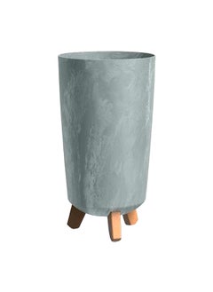 Prosperplast Gracia Tubus Slim Concrete Effect Flower Pot with Clip-On Legs Grey and Brown 44.5 x 23.9 x 23.9 cm  - Image 1