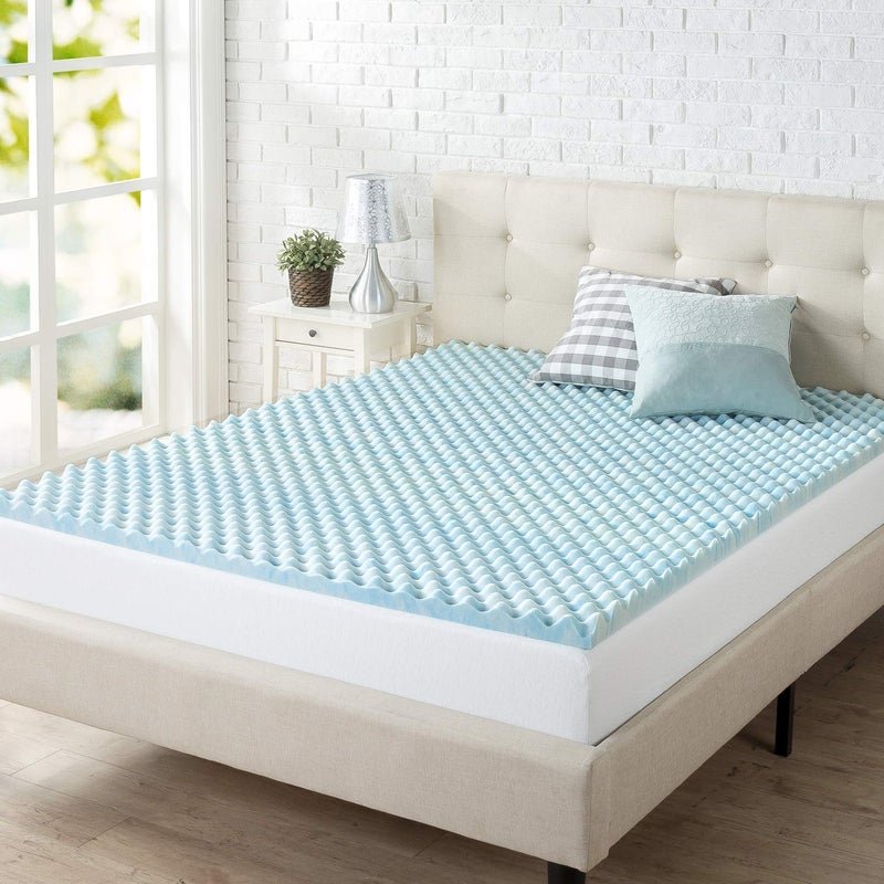 ZINUS 2 Inch Swirl Gel Cooling Memory Foam Mattress Topper Cooling Airflow Design CertiPURUS Certified Queen