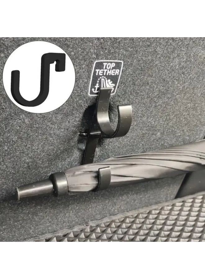 2pcs Heavy Duty Plastic Auto Trunk Organizer with Compact Umbrella Holder Black Single Hook Fit for Sedans SUVs Vans Space Saving Vehicle Storage Solution with Secure Locking - Image 1