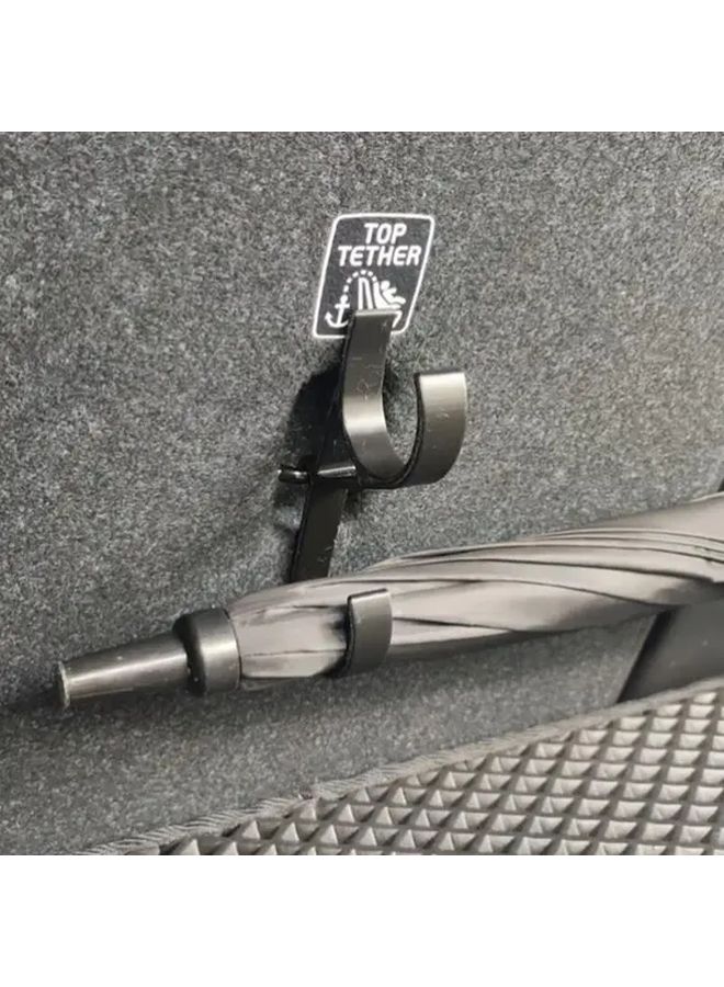 2pcs Heavy Duty Plastic Auto Trunk Organizer with Compact Umbrella Holder Black Single Hook Fit for Sedans SUVs Vans Space Saving Vehicle Storage Solution with Secure Locking - Image 2