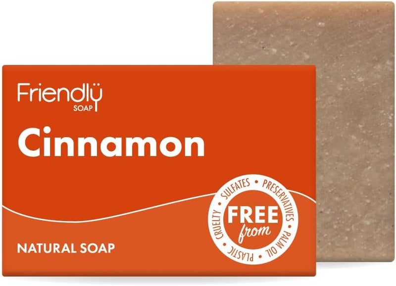 Friendly Soap Natural Cinnamon Soap 95g PlantBased CrueltyFree Made By Hand No Preservatives or Sulphates Sustainable