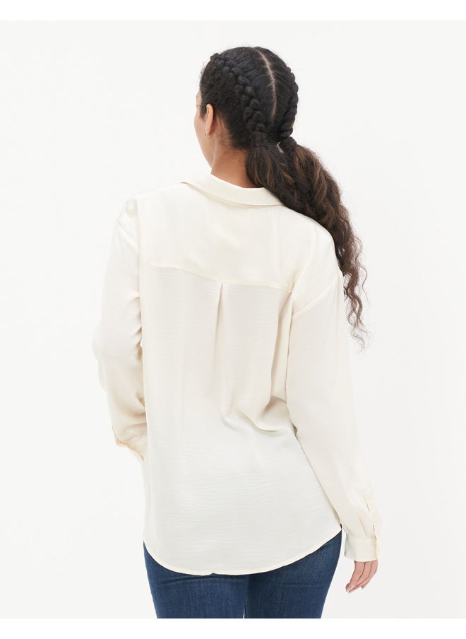 American Eagle - AE Oversized Silk Button-Up Shirt - Image 1