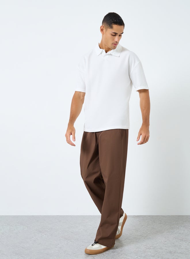 Styli Textured Relaxed Fit Polo with Open Collar - Image 2