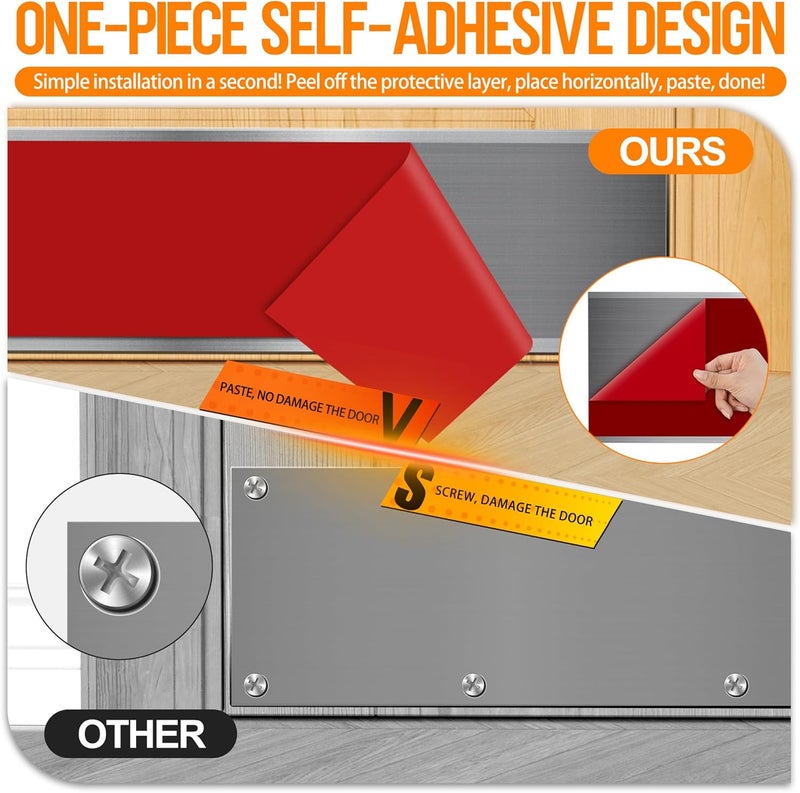 Profasion 2 PCS 8 x 36 Door Kick Plate for Bottom of Door, Easy Self-Adhesive Durable Protection & Elegant Decor Kick Plates for Exterior Doors, Metal Stainless Steel Bright Silver - Image 2