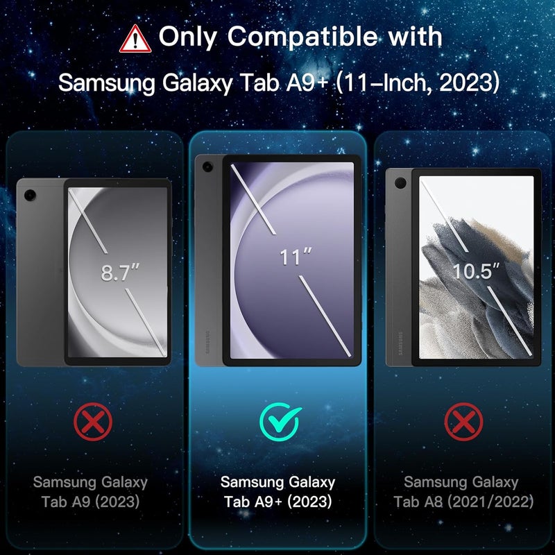 جي تيك واقي شاشة لجهاز سامسونج جالاكسي تاب A9+ / A9 بلس 11 بوصة 2023 مع إطار سهل التركيب، غشاء زجاجي مقوى، شفاف عالي الدقة، عبوة من قطعتين - Image 2