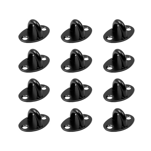 Dnyta 12pcs Stainless Steel Ceiling Hook Pad Eye Plate Black Wall Mount Ring Hooks with Screws for Swing Hanging, Wall/Ceiling Mount, Outdoor or Indoor Activity - Image 1