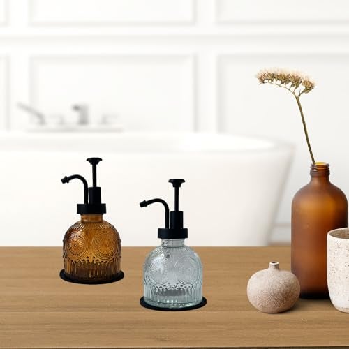 Birugen Vintage Soap Dispenser for Bathroom,Glass Kitchen Soap Dispenser with Pump,Farmhouse Antique,Cute Small Rustic Decor (White) - Image 5