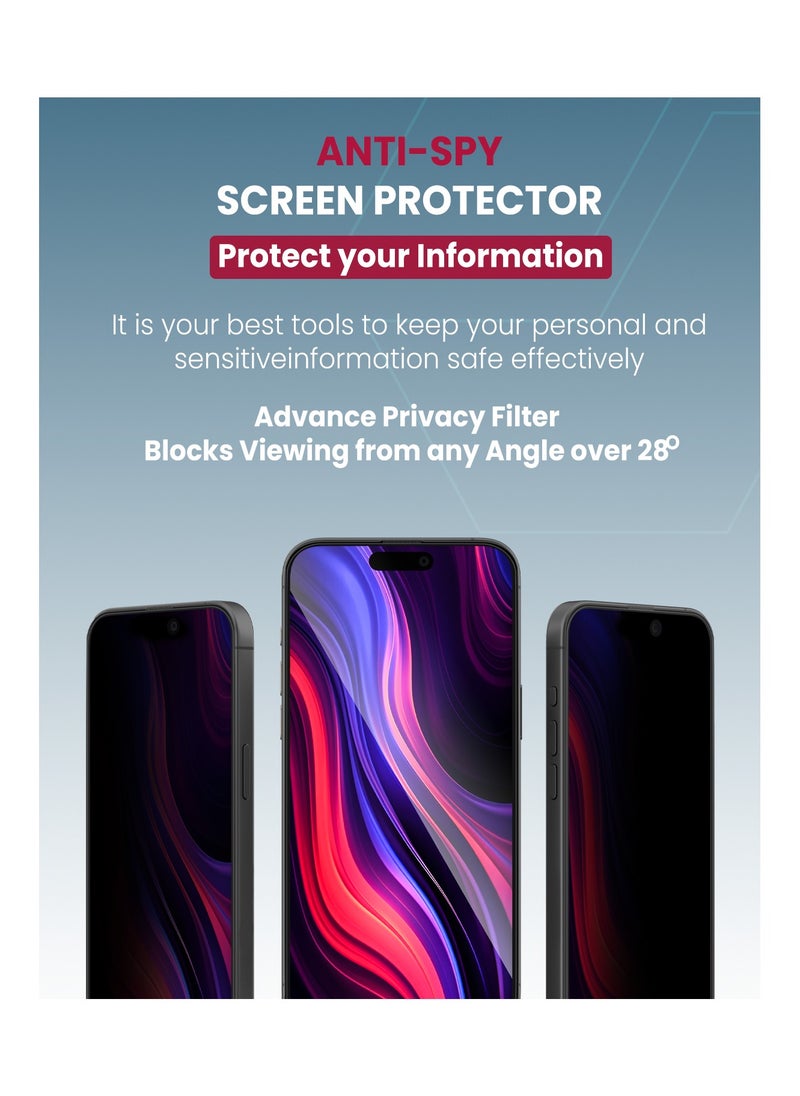 Moxedo - Moxedo Ultra Shield Tempered Glass Screen Protector Privacy 9H Hardness Full Coverage Anti-Spy Protection with Auto-Align Easy Applicator Compatible for iPhone 15 Plus 6.7 inch - Image 1