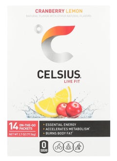 Celsius Live Fit Cranberry Lemon 14 On-The-Go Packets 0.2 oz (5.54 g) Each 