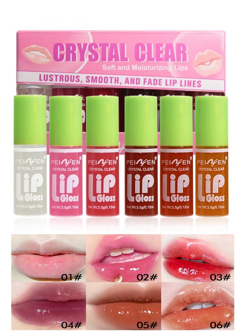 PEINFEN Crystal Clear Lip Gloss Set,Soft Moisturizing Glossy Liquid Lipstick,Hydrating Non-Sticky Plumping Lip Oil,Lip Makeup Gift for Women & Girls 6Pcs  - Image 1