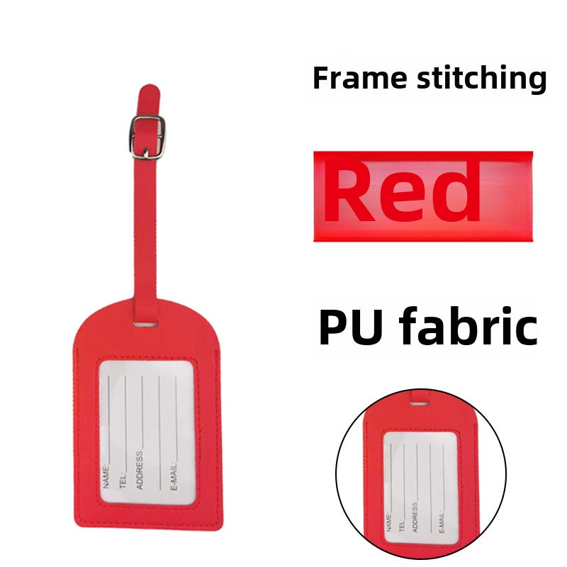 Thick PU Leather Luggage Tag with Flip Cover and Signature PaperFrame car line without flip red Frame car line without flip red
