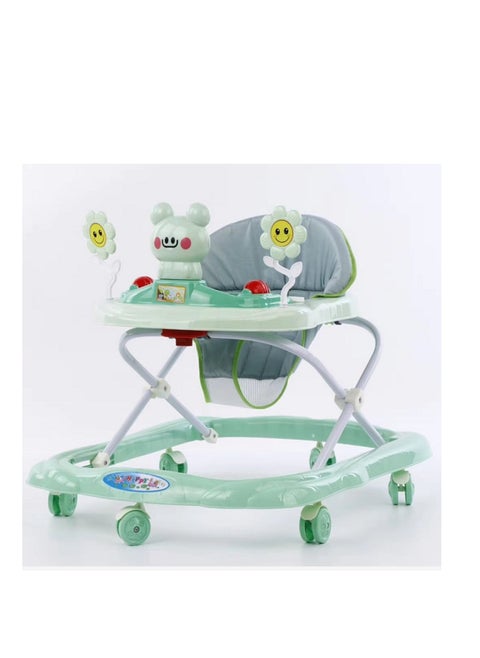 Baby Walker - Baby Walker - To Teach The Child To Walk - Easily Foldable And Adjustable In Height - To Teach Children To Walk And Strengthen Leg Muscles - Anti-Rolling And An Ideal Fun Sitter For The Child With Toys And The Child Can Eat On It - Green Color. - Multiple Format Games