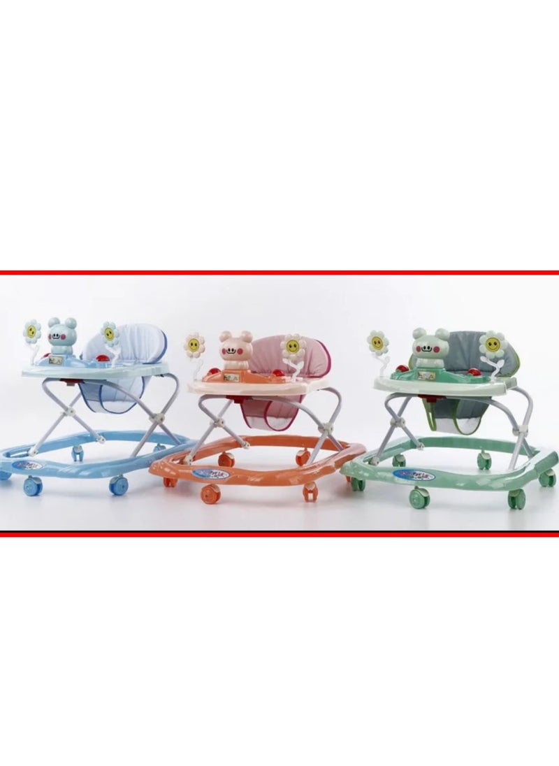 Baby Walker - Baby Walker - To Teach The Child To Walk - Easily Foldable And Adjustable In Height - To Teach Children To Walk And Strengthen Leg Muscles - Anti-Rolling And An Ideal Fun Sitter For The Child With Toys And The Child Can Eat On It - Green Color. - Multiple Format Games