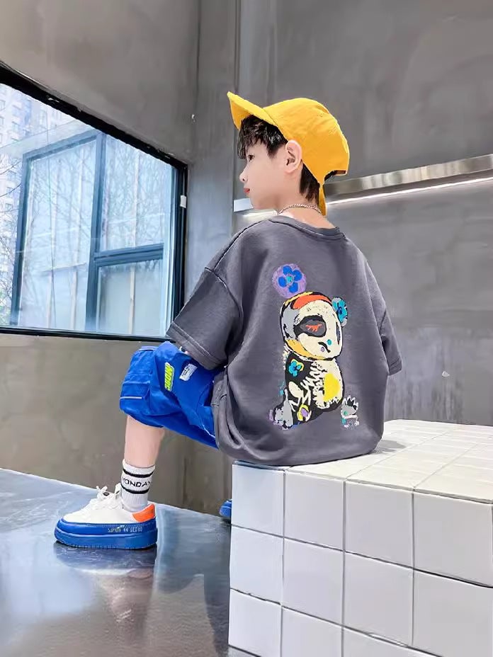 Boys' Short-sleeved T-shirt Pure Cotton Mid-large Children's Summer 2025 New Fashionable Brand Summer Boys White Half-sleeved Children's Wear - Image 4