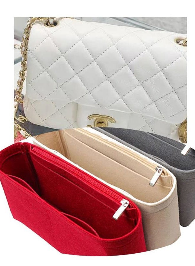 Lckaey Purse Organizer Insert for Classic Flap Medium bags Shaper Purse Insert - Premium Handbag Felt Organizer 2009red-M - Image 3