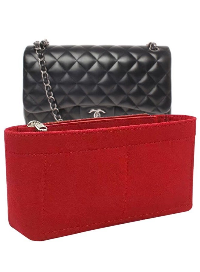 Lckaey Purse Organizer Insert for Classic Flap Medium bags Shaper Purse Insert - Premium Handbag Felt Organizer 2009red-M - Image 1