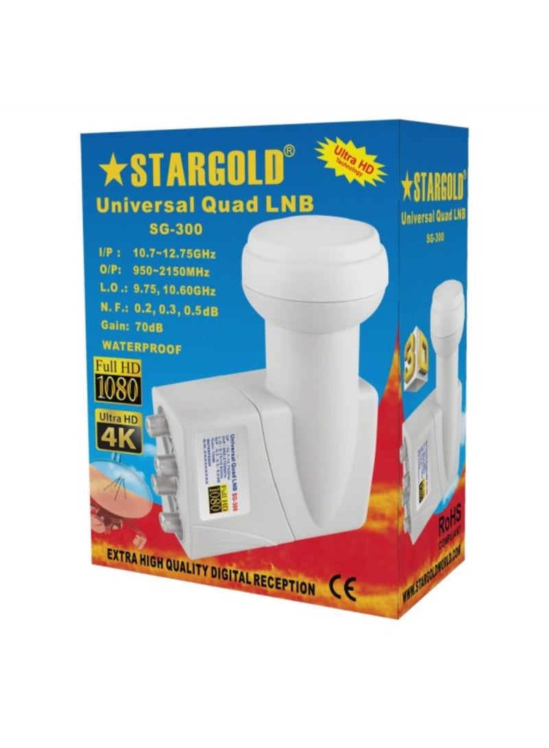 Stargold ستارغولد كسب 70 ديسيبل طبق قمر صناعي عالمي رباعي LNB لجهاز استقبال الأقمار الصناعية مع حل متوافق مع عدة أقمار صناعية واتصال بسيط - Image 2