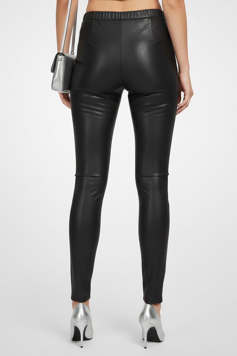armani AX Armani Exchange Women faux Leather Leggings, Black - Image 4