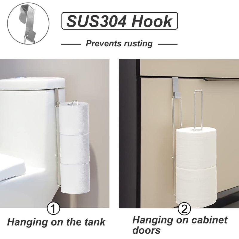 Zeadesign Toilet Paper Holder with Storage Extra 6 Roll Tissue  Over The Tank Toilet Paper Roll Holder Wall Mount  Brushed Nickel and Chrome Tissue Holder for Bathroom  RV Toilet Paper Holder with Shelf  2Pcs - Image 4