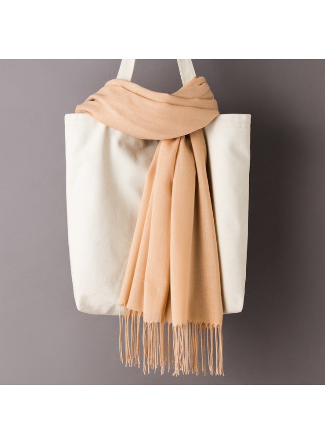 Thin Cashmere Scarf Solid Color Tassel European And American Shawl Logo Gift Scarf