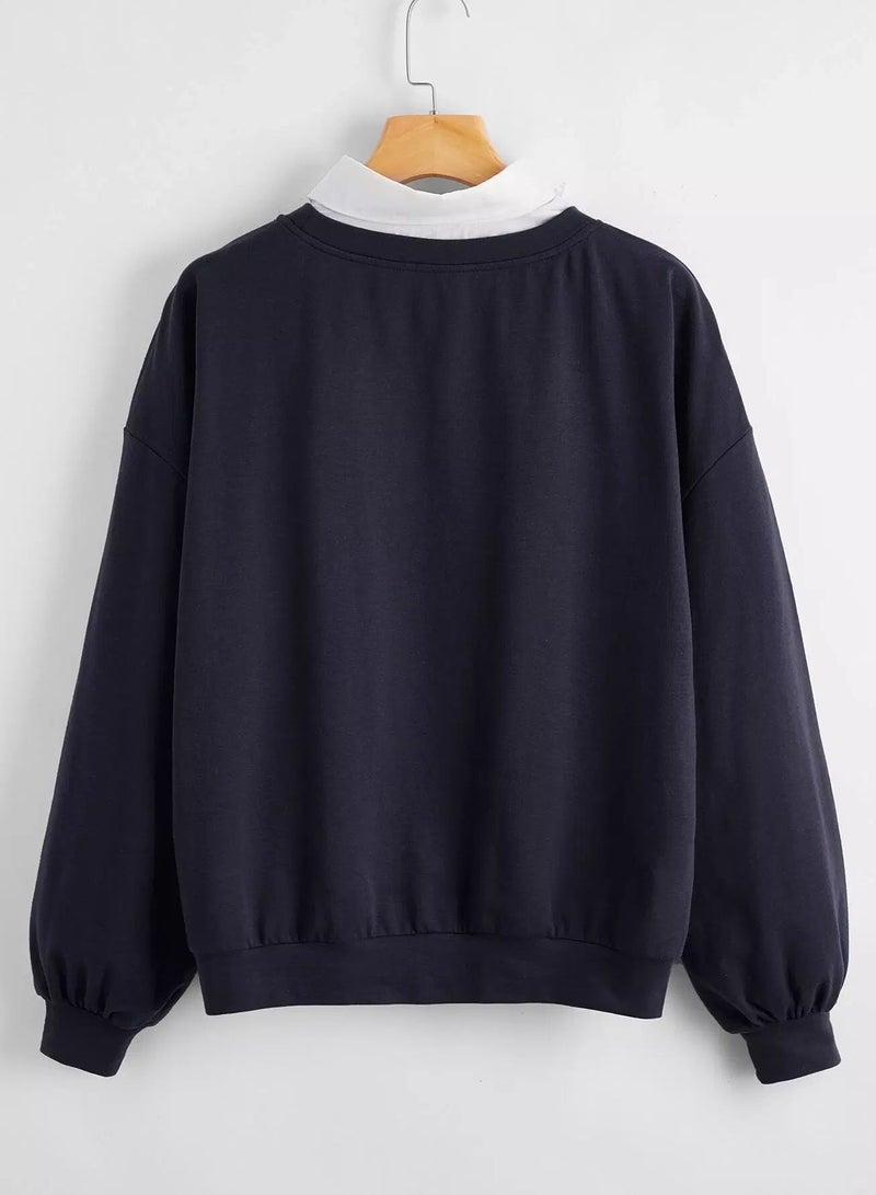 بلوفر 2 في 1 برسومات حروف وأكتاف منسدلة - Image 2