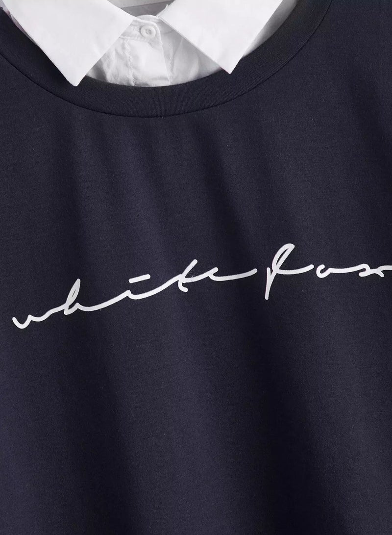 بلوفر 2 في 1 برسومات حروف وأكتاف منسدلة - Image 4